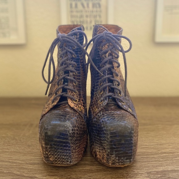 Snakeskin Jefferey Campbell Chunky Platform Heels - Picture 2 of 5